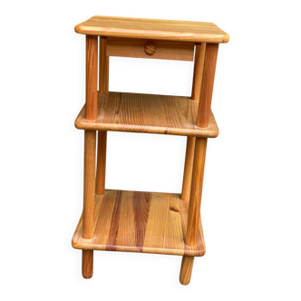 Table de chevet scandinave haute avec tiroir en bois massif