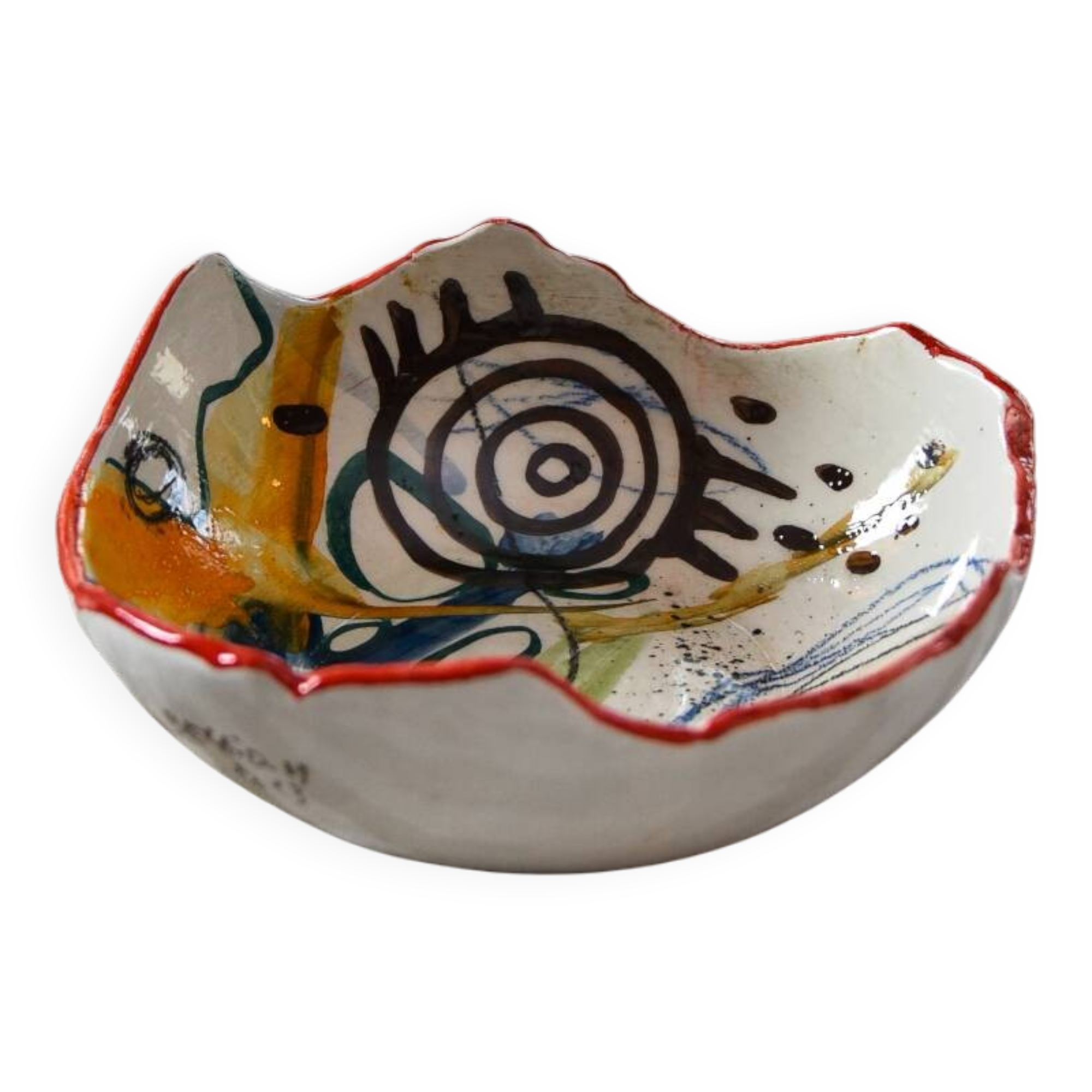 Ceramic bowl Abstract art Red