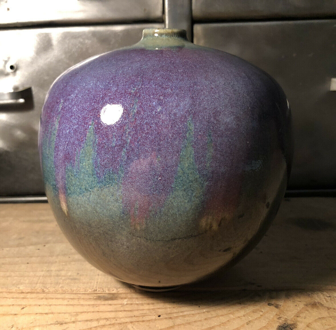 Enamelled ceramic vase signed Anne Marie Donaint Merlimont