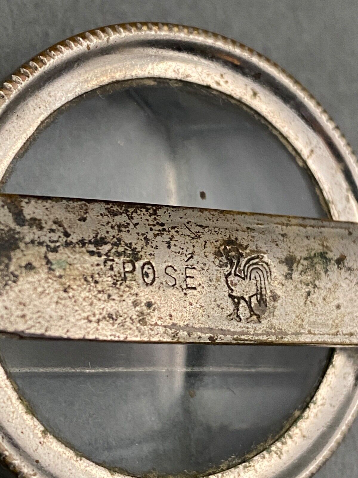 Foldable magnifying glass in silver metal 1900