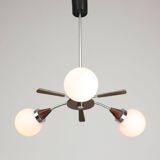 Mid-Century Modern Italian Chrome and Opaline Chandelier