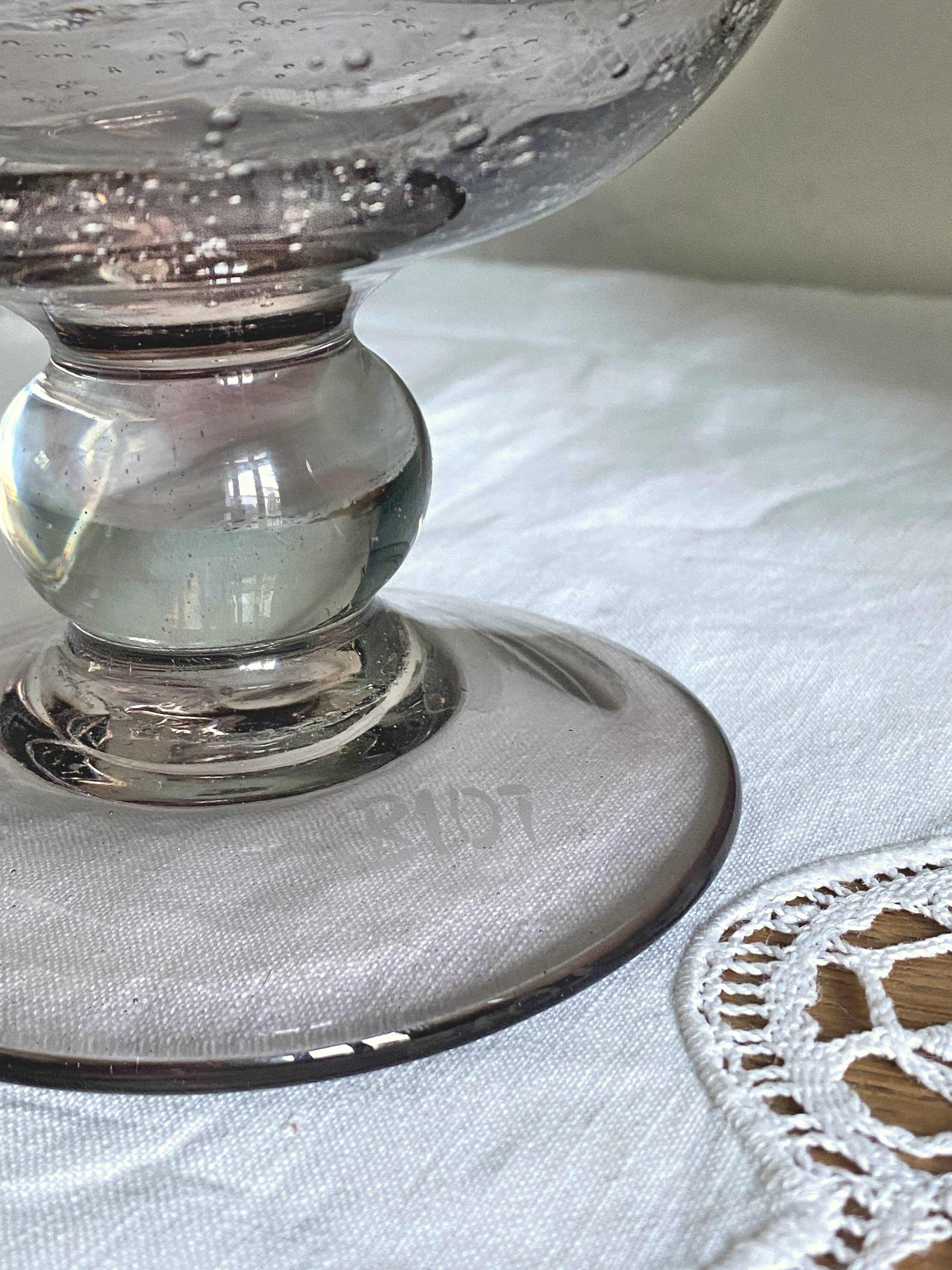 Stemmed bowl/vase/large cocktail glass signed Biot - perfect condition