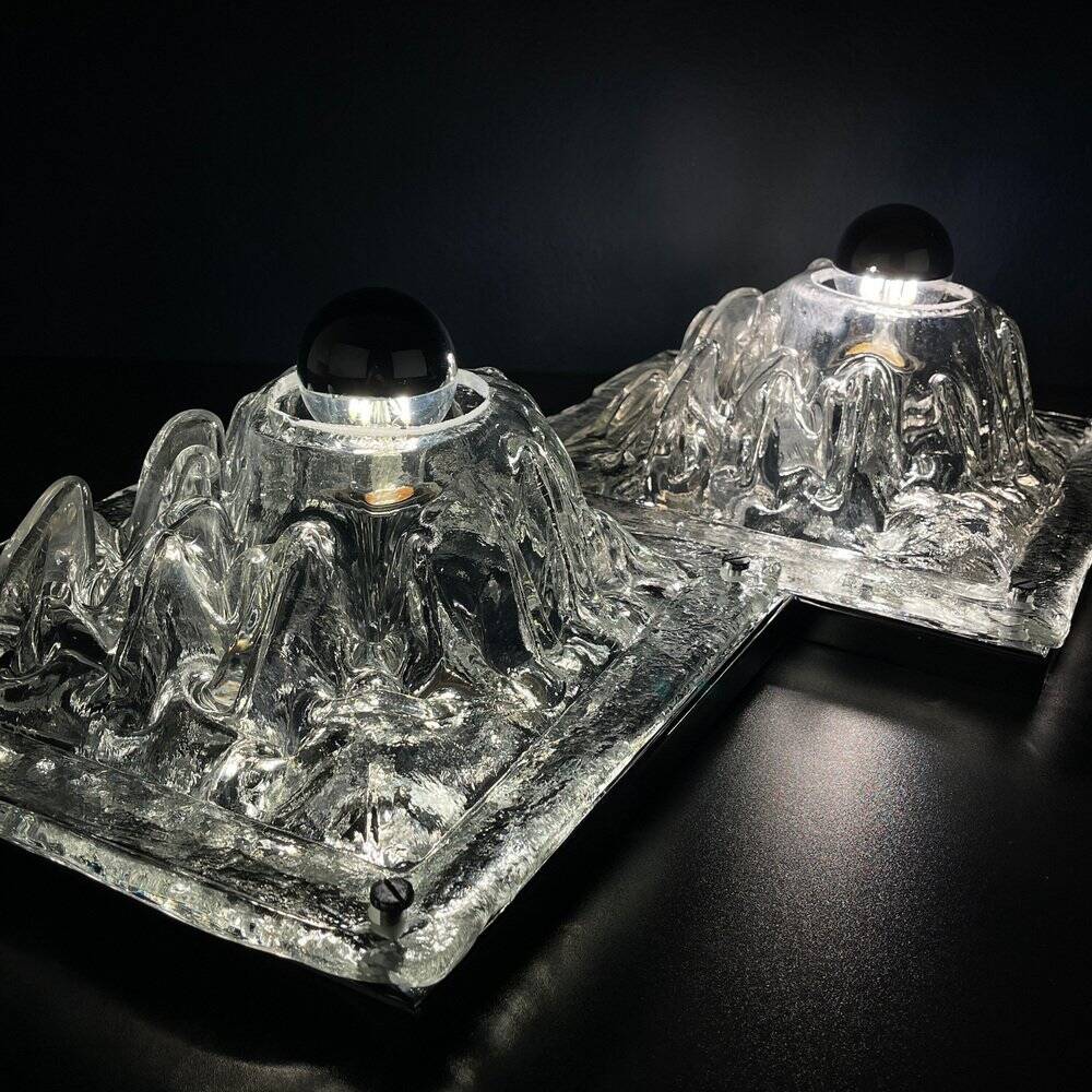 Murano wall lamps Polifemo by Angelo Brotto for Esperia, Italy, 1970s, set of 2
