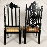 Set of two nanny chairs, blackened wood, Napoleon III