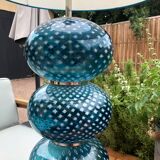 Blue blown glass lamp