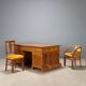 Antique Art Deco desk in walnut and walnut burl, 20th century