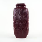 Bay Keramik ceramic vase with floral relief, burgundy glaze, Germany, 1970s