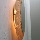 Egon hillebrand round acrylic illuminated mirror with lightening, 1970's germany