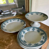 Old dessert service, compotier flat plates iron Prima Saint Amand