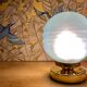 Vintage table lamp globe in blue frosted glass