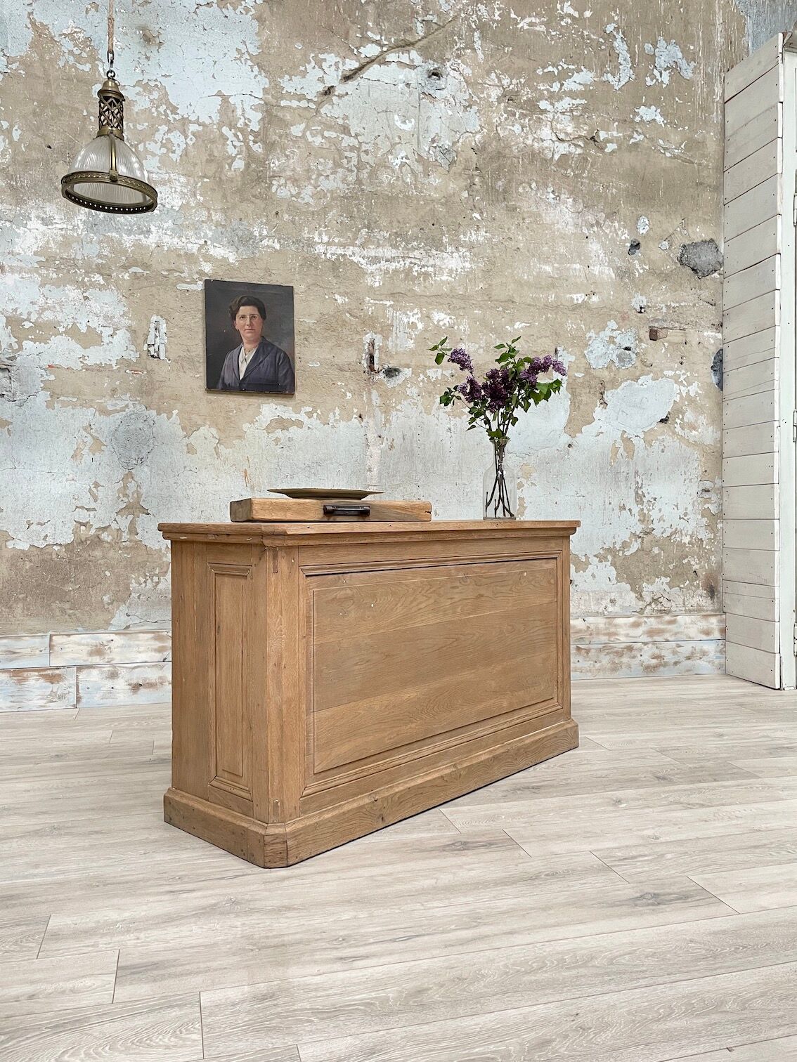 Bank store counter with drawers, circa 1900.