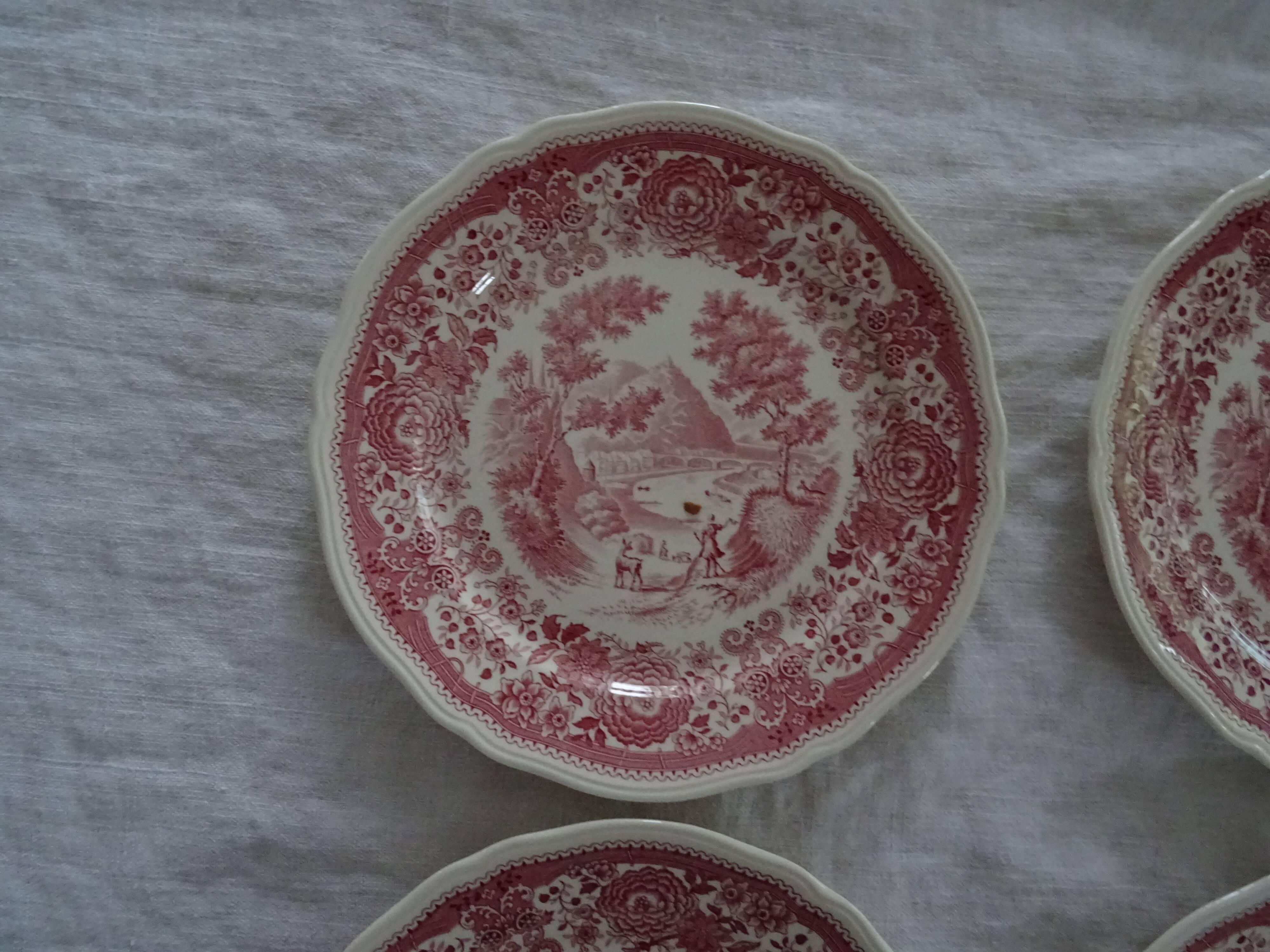 4 flat plates Villeroy and Boch Burgenland pink décor