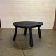 Brutalist round table in burnt wood yakisugi