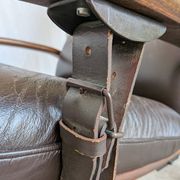 Vintage Panther Lounge Chair with Ottoman / Brown Leather Recliner Armchair
