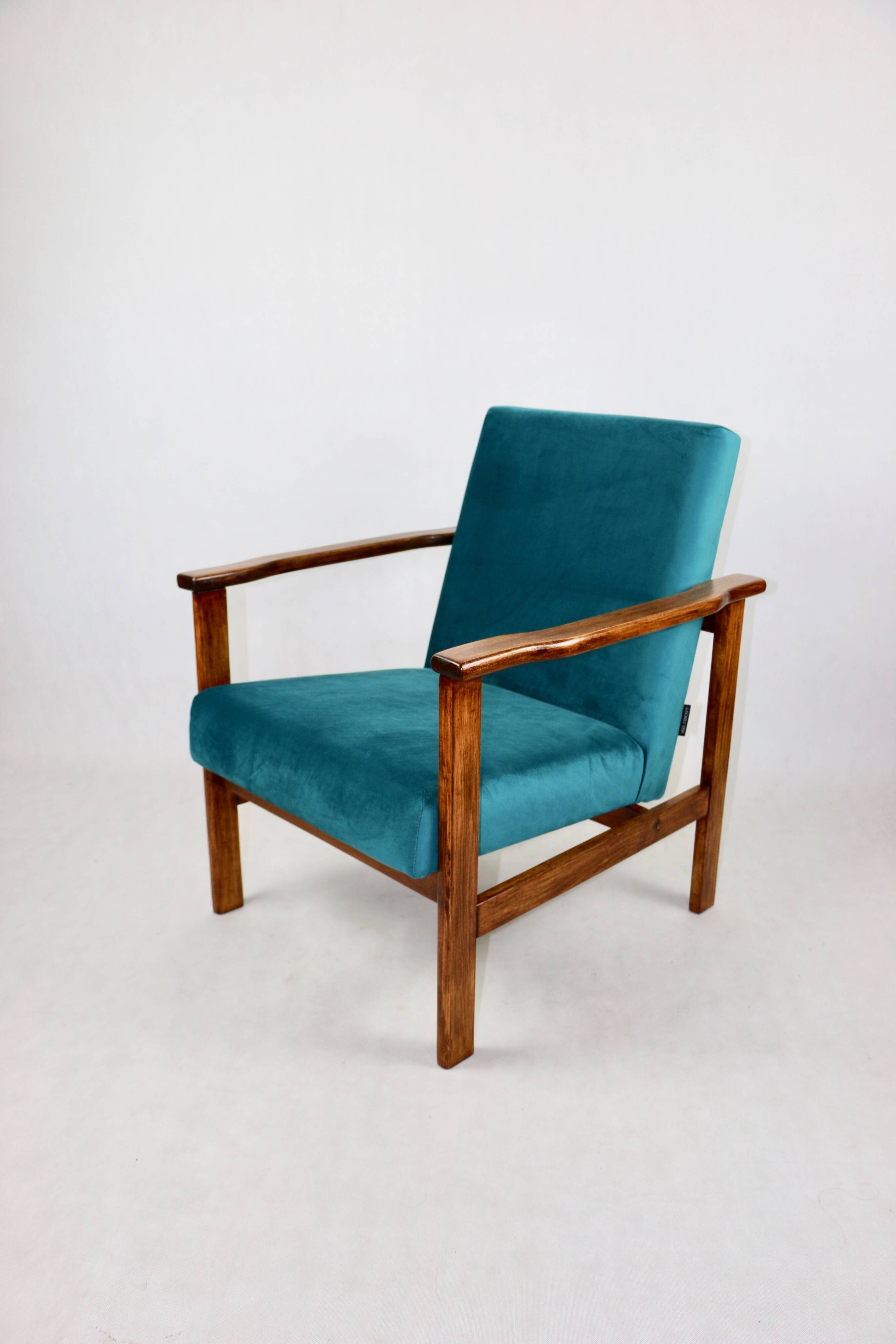 Armchair like 'Lis', 1970s blue turquoise - 2 pieces available