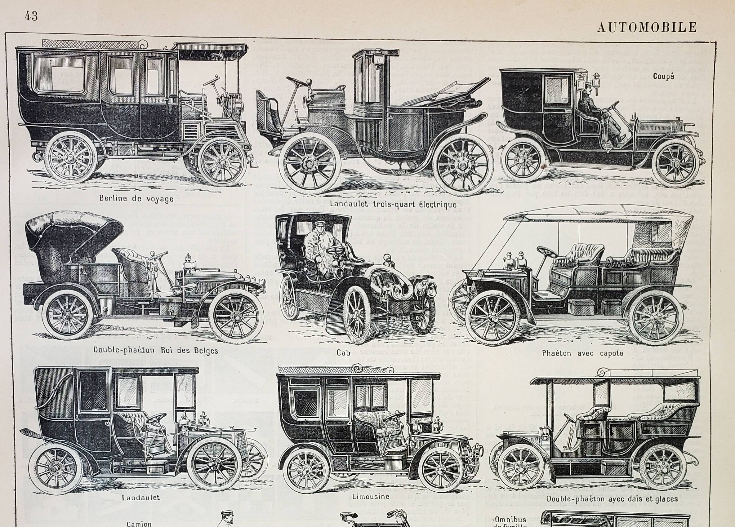 Old engraving 1898, Old car, automobile • Original and vintage lithograph