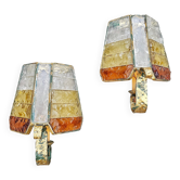 Paire d'appliques brutalistes en verre martelé par Longobard 1970