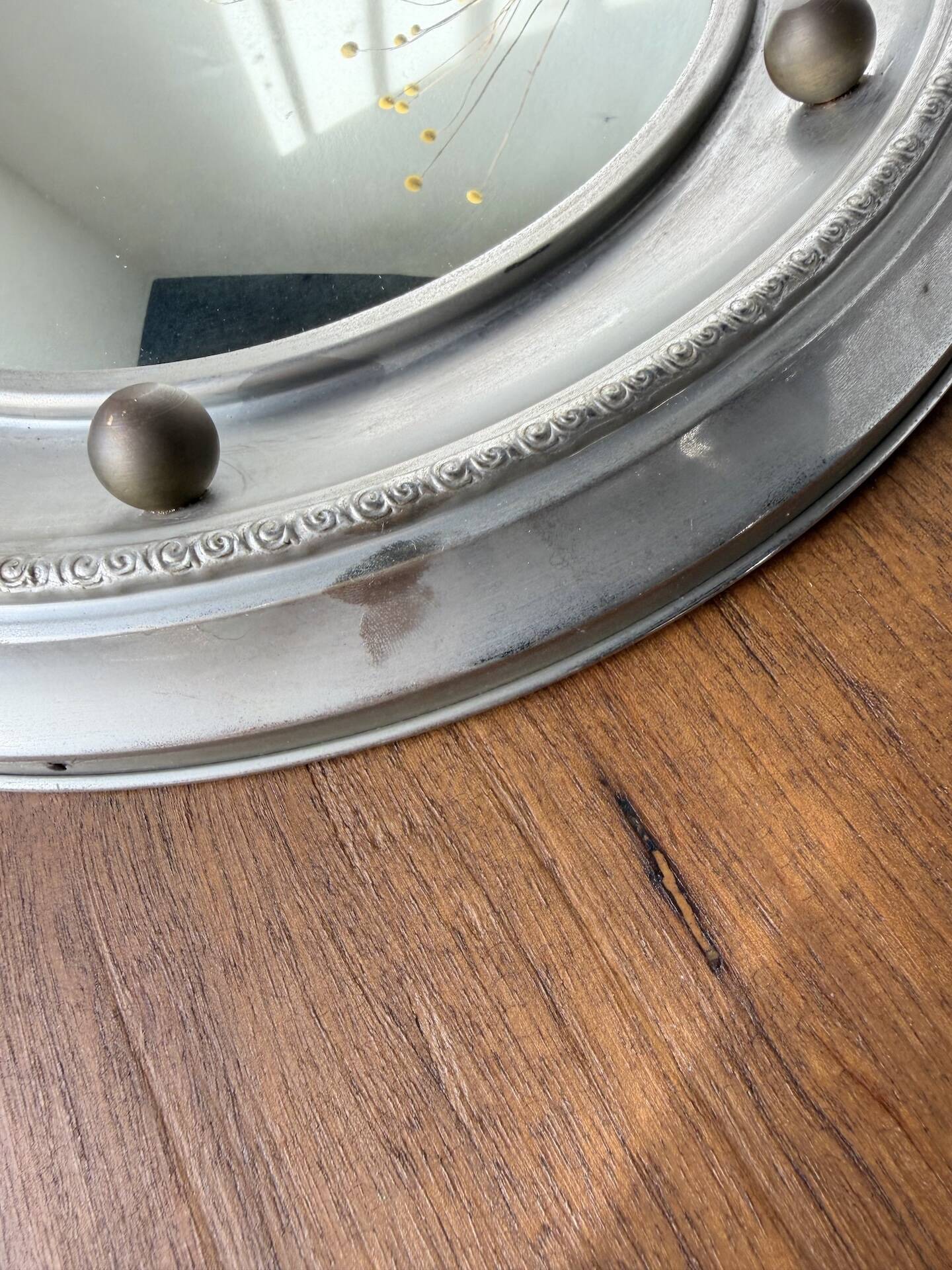 Round convex metal mirror in English style 1900