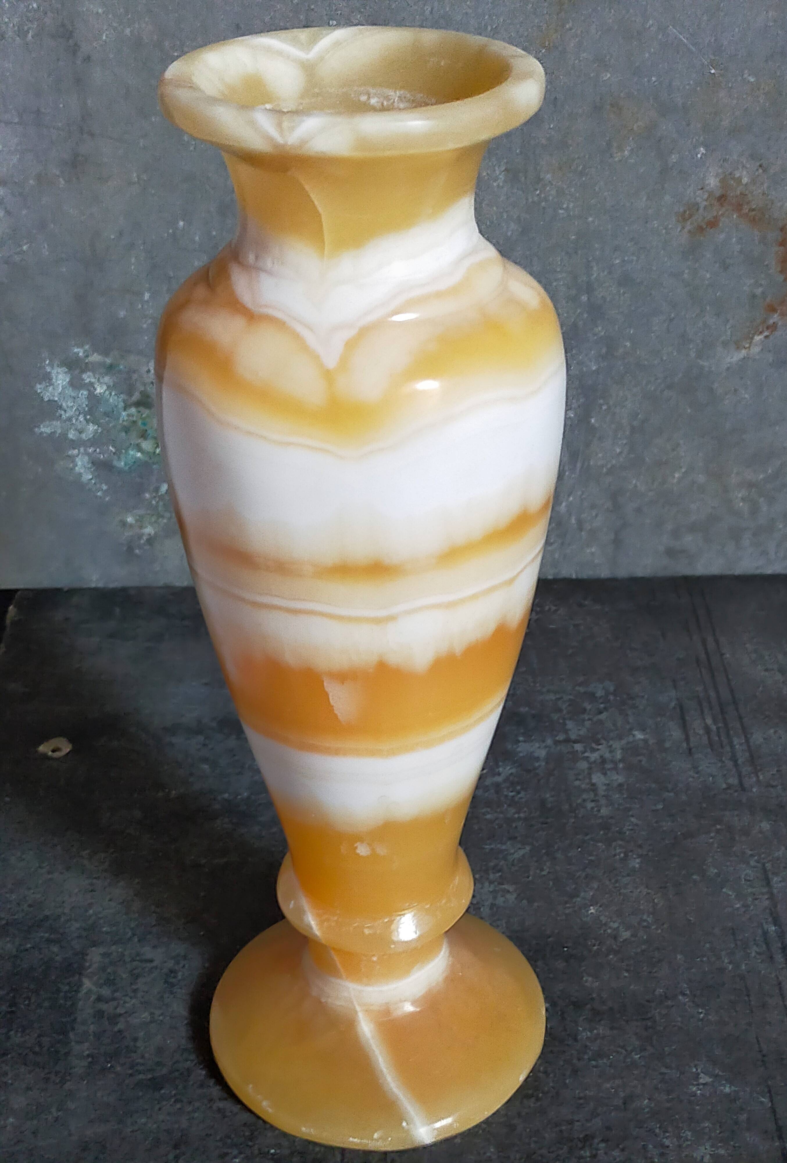 Baluster vase in real vintage honey onyx stone 25 cm