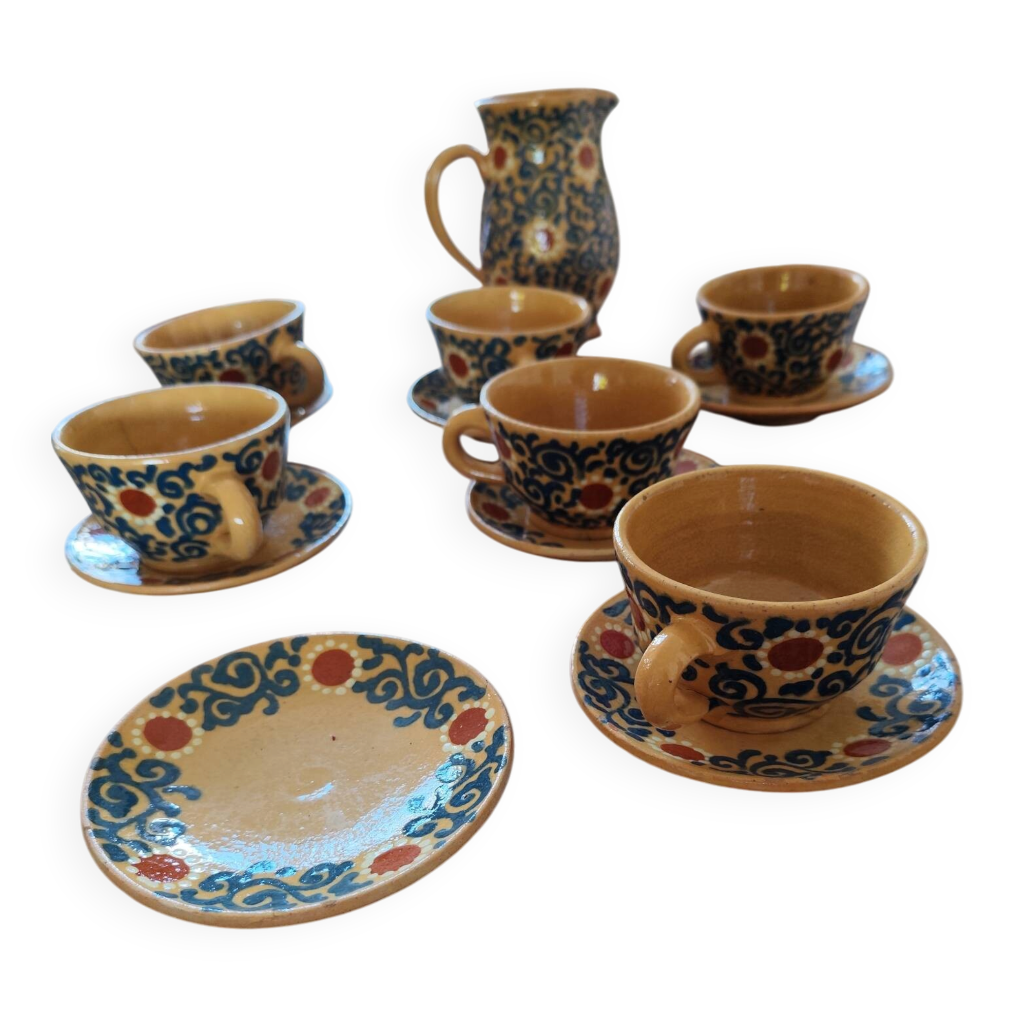 Vintage coffee service in handmade ceramic