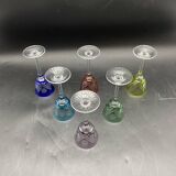 6 verres à porto en cristal de couleur