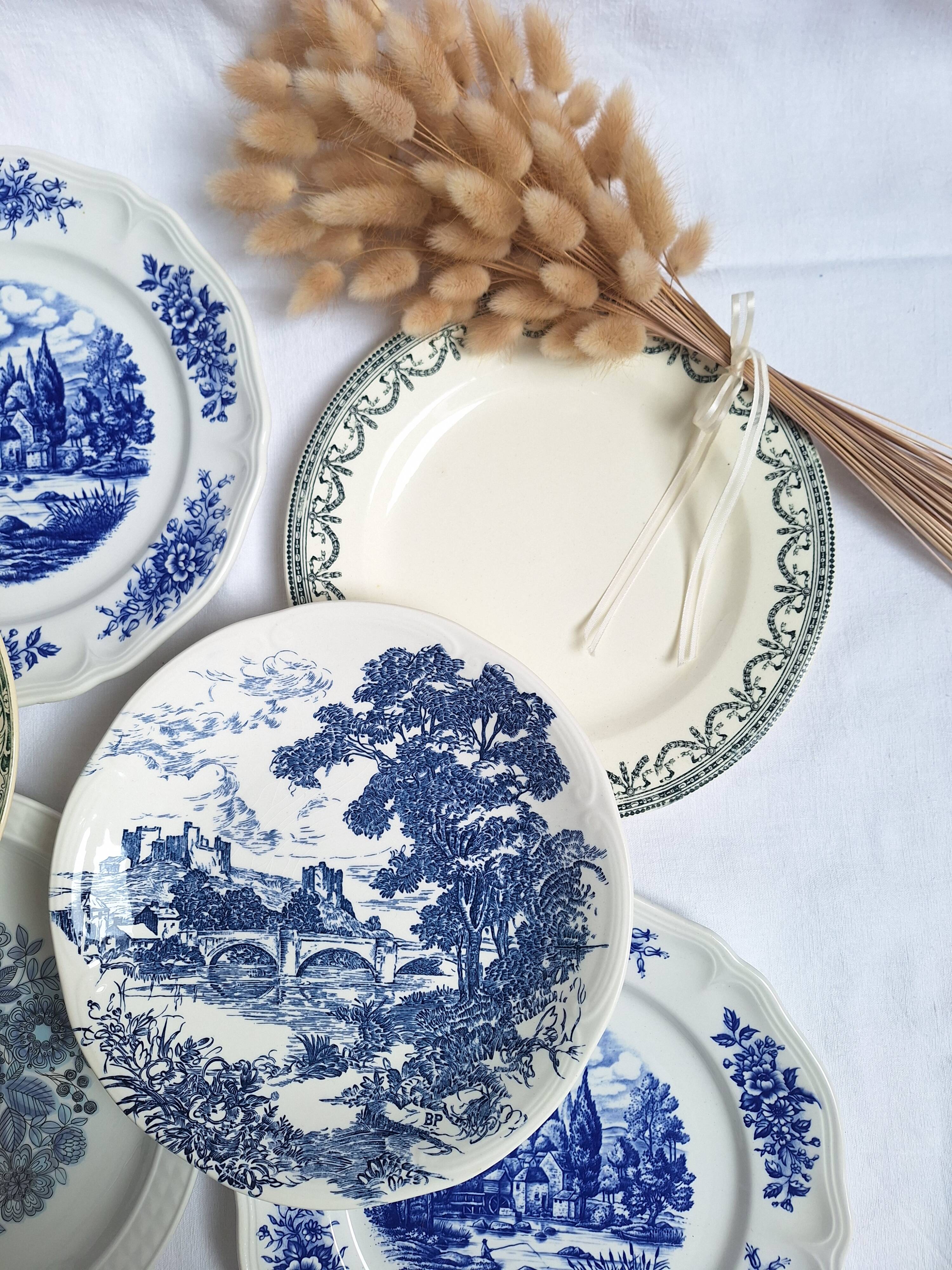 Vintage blue green dinner plates