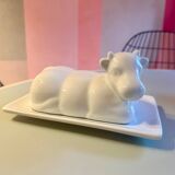 Vintage cow ceramic butter dish