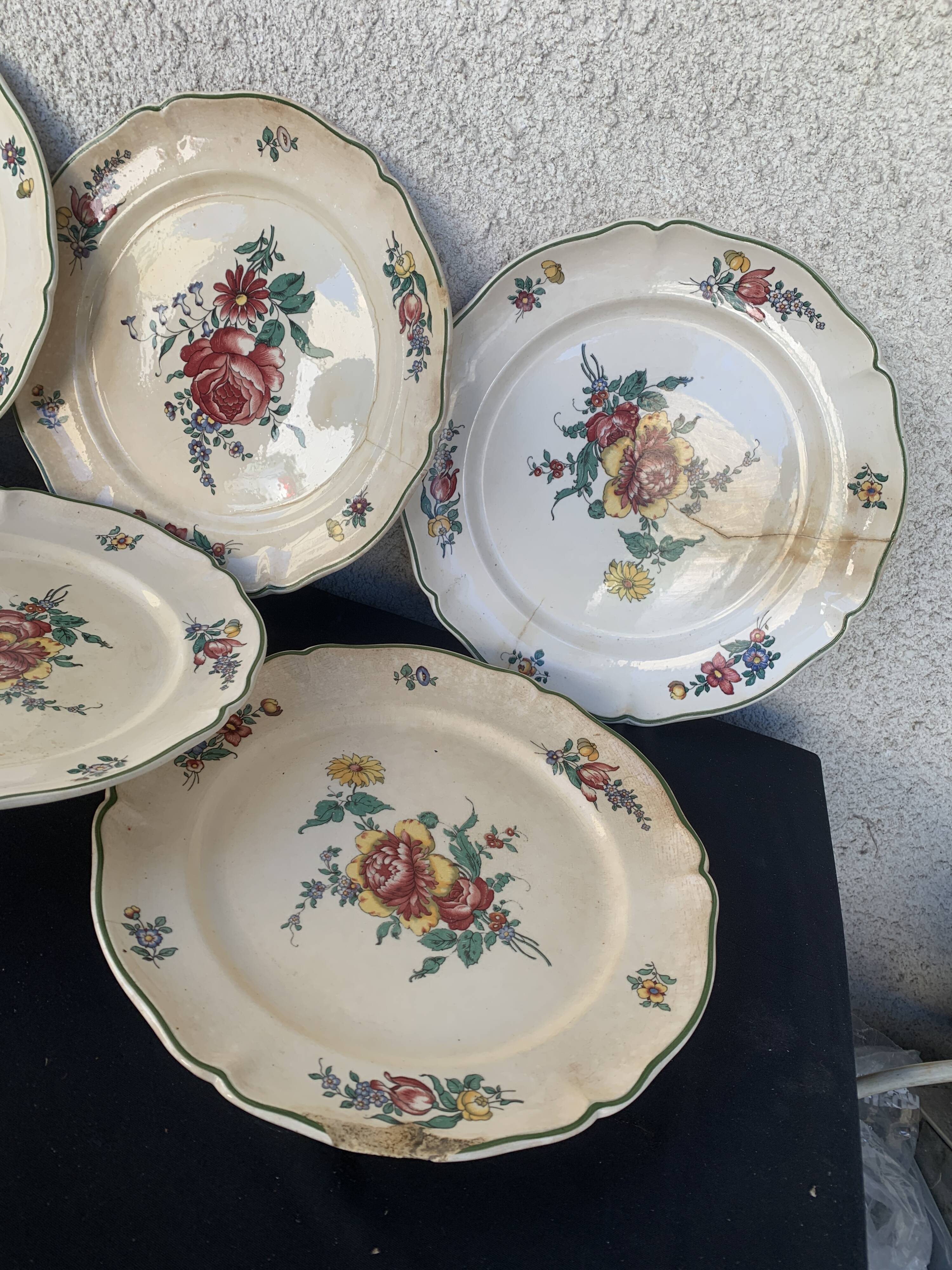 6 Villeroy and Boch Mettlach earthenware soup plates