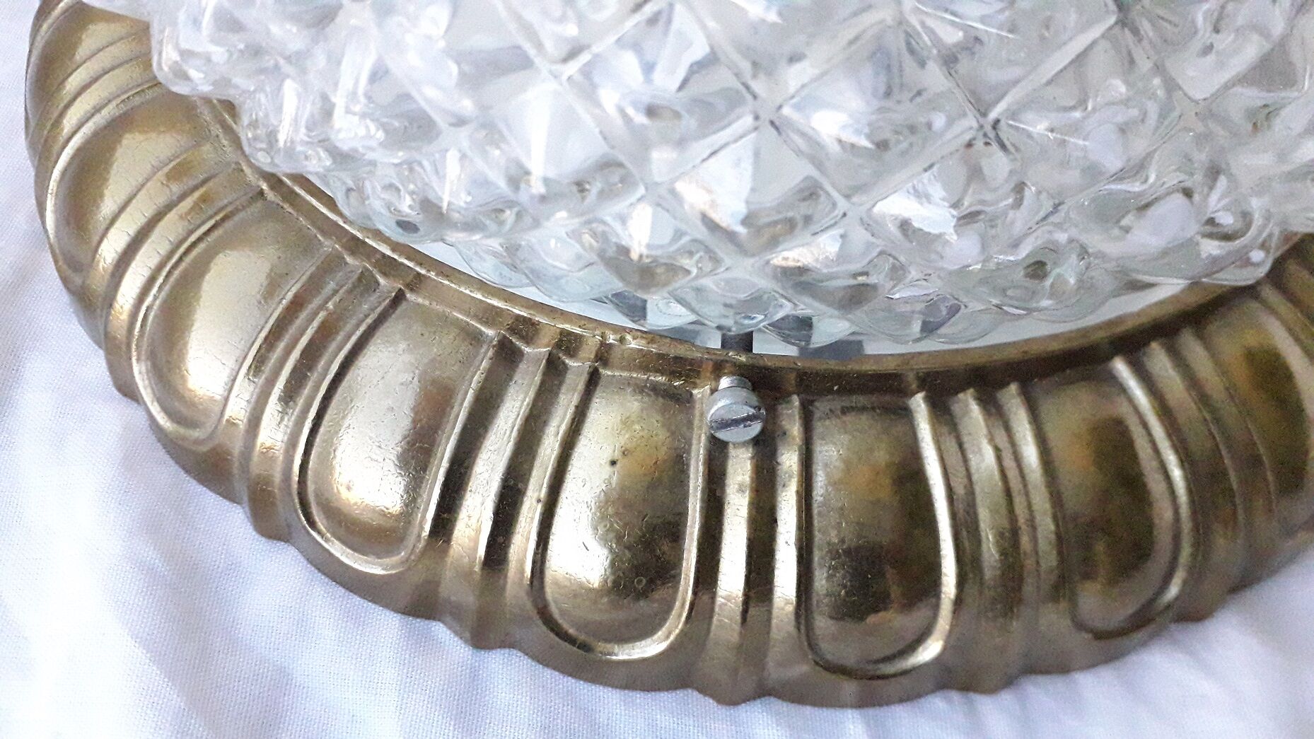 Bronze and glass ceiling lamp