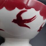 Saarland Digoin's Faience Bowl - Red Swallow Decoration - 1940
