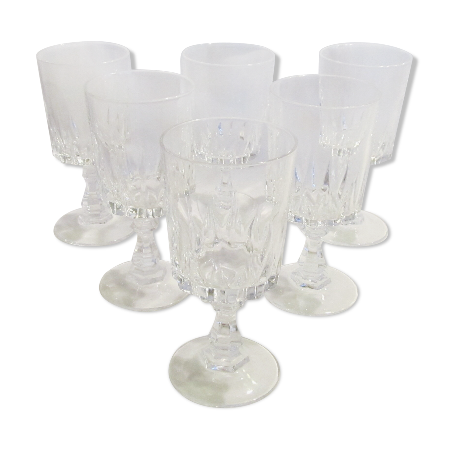 series of six white wine glasses Porto crystal from Arques service Louvre
