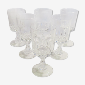 série de six verres à vin blanc Porto en cristal d'Arques service Louvre