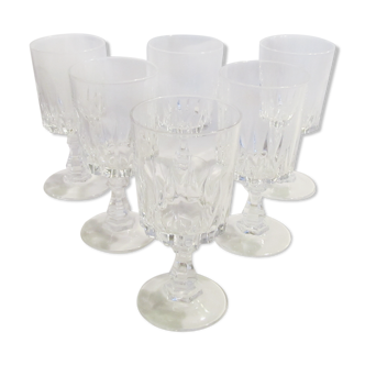 series of six white wine glasses Porto crystal from Arques service Louvre