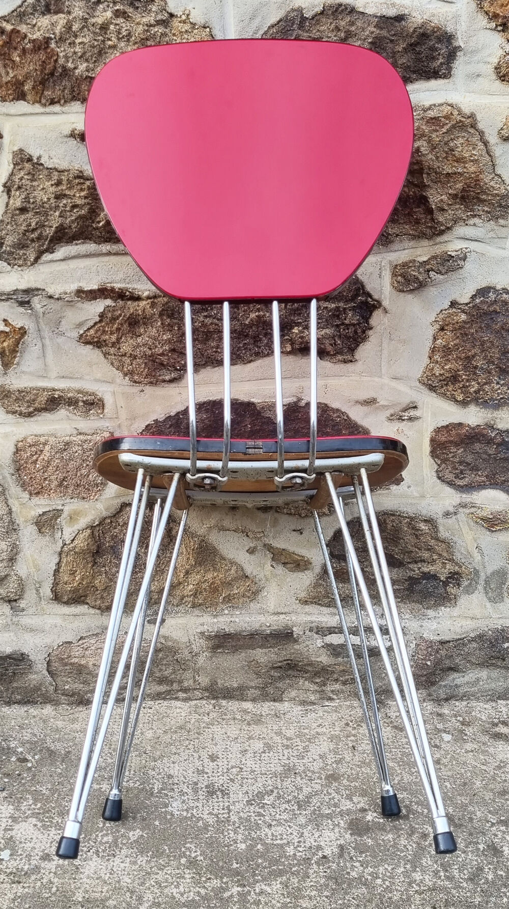 Pair of eiffel, bakelite and metal foot chairs, vintage, 70s