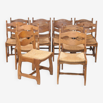 Set of 12 Guillerme & Chambron chairs