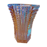 Exagonal vase - Art Deco style, Rosaline glass