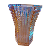 Exagonal vase - Art Deco style, Rosaline glass