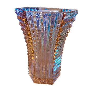 Exagonal vase - Art Deco style, Rosaline glass