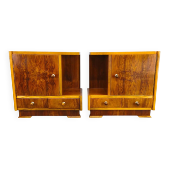 Pair of Italian Mid-Century Walnut Nightstands, 1950s