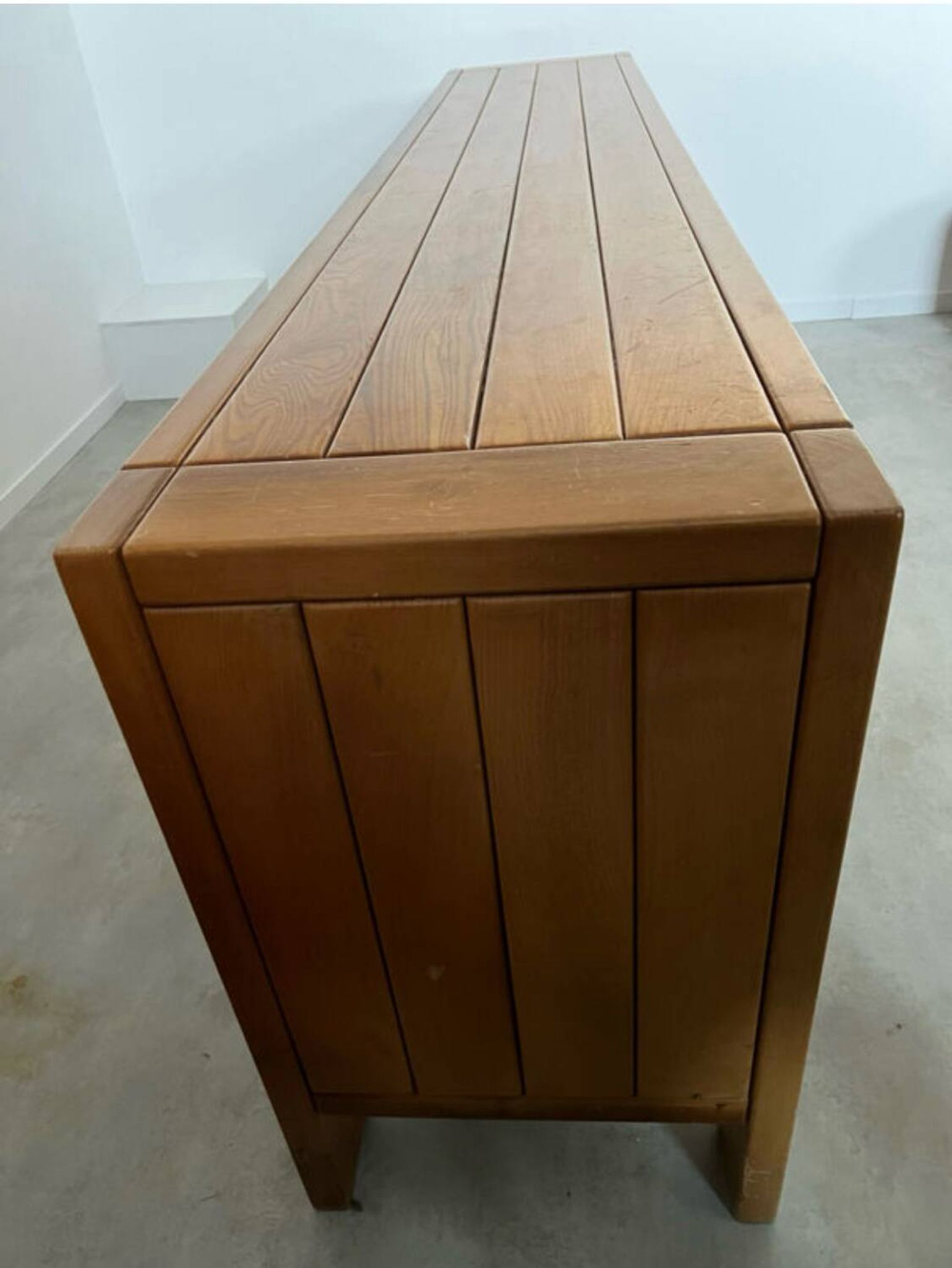 Large sideboard Regain in solid elm wood XXL 4 doors 70s