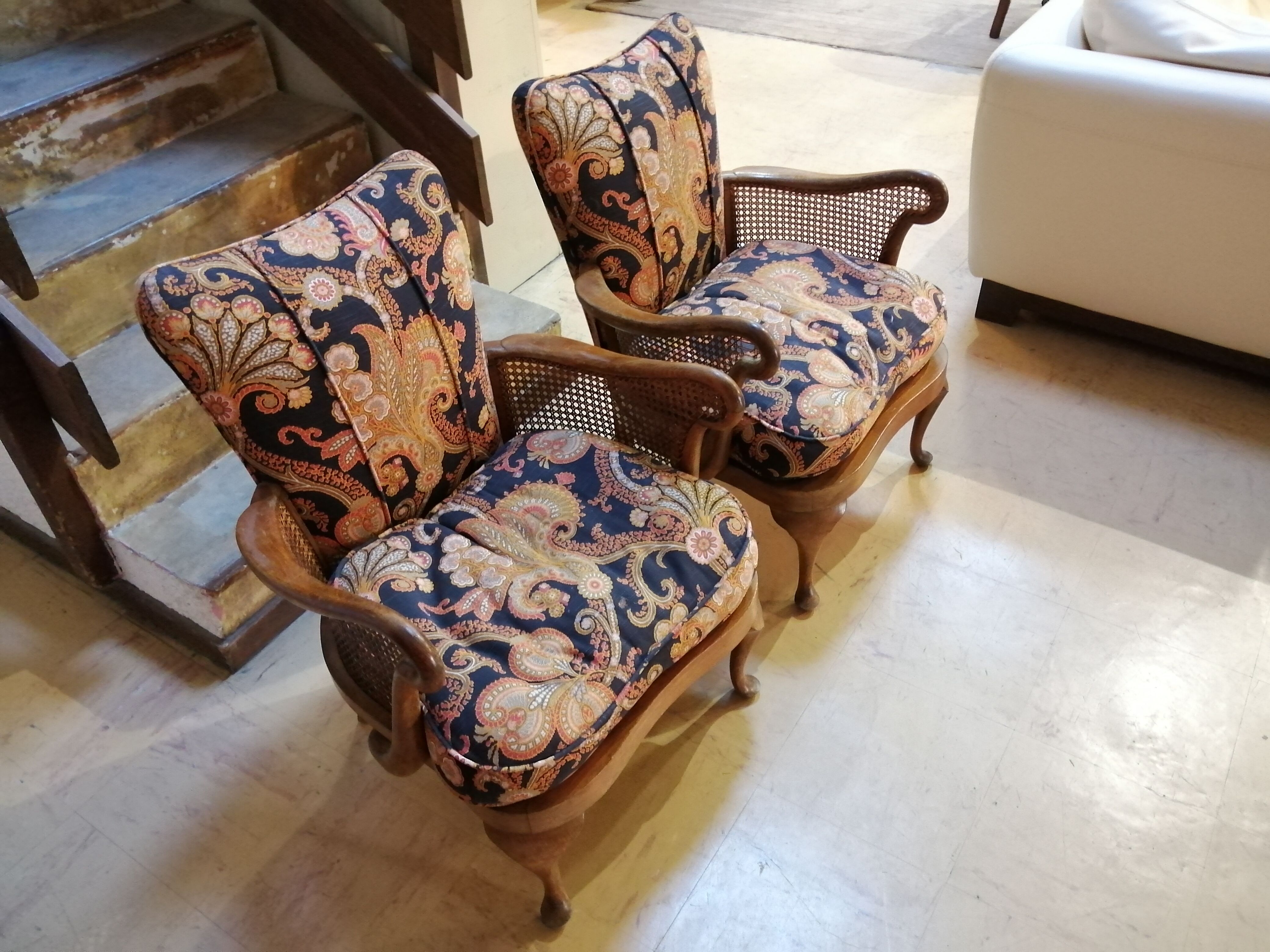 Duo of English armchairs Chippendale style