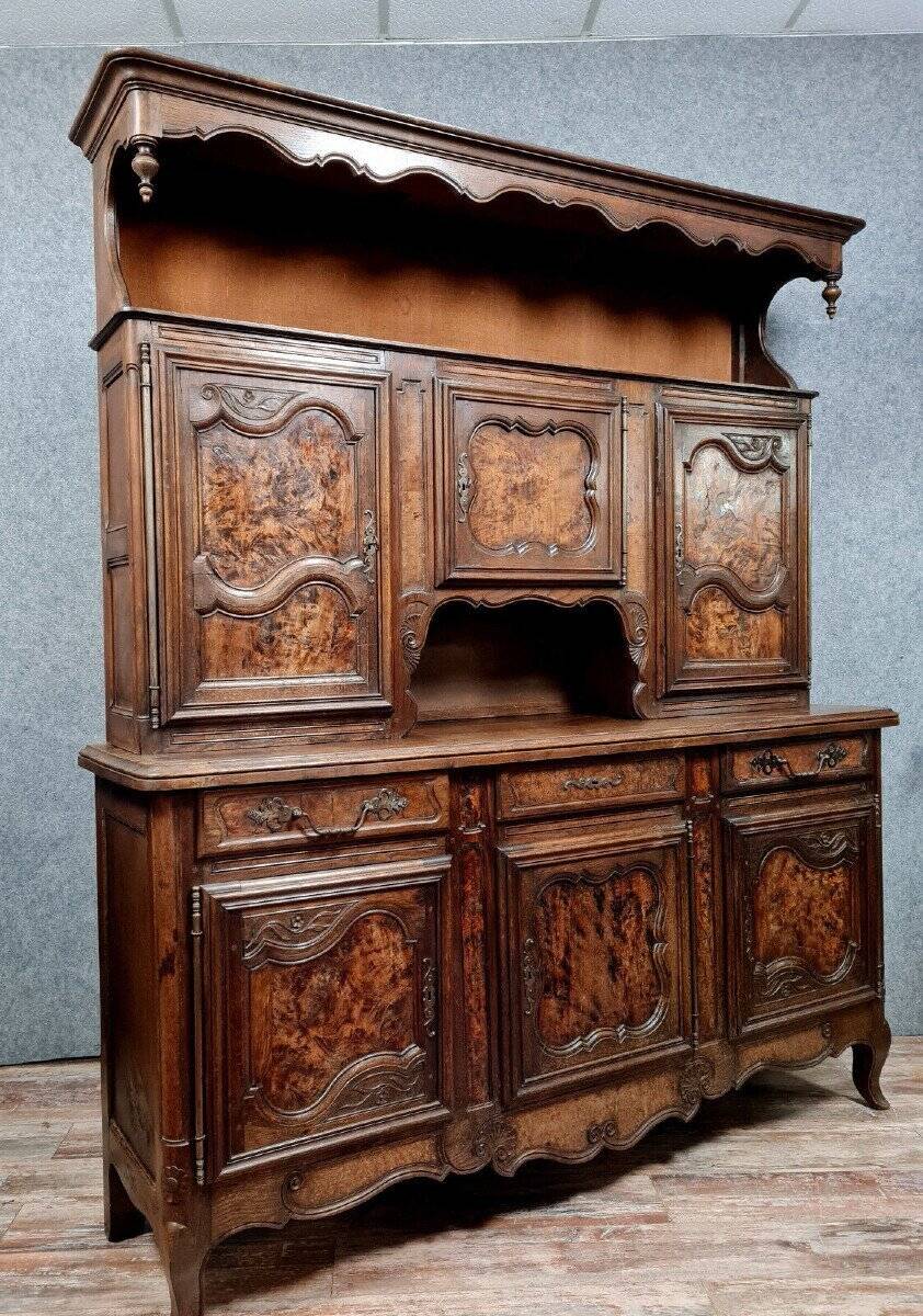 important Bressan two-body sideboard in walnut and burl circa 1880