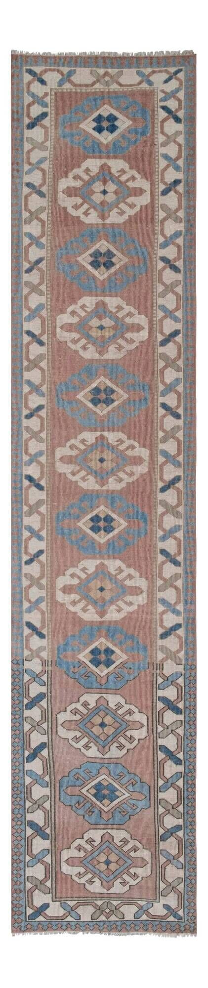 Tapis de couloir turc vintage 80x380 cm