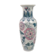Ceramic vase white deco pink and green flowers 30cm