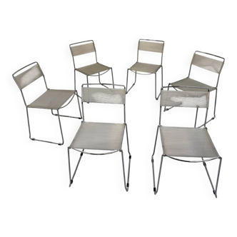 Set of 6 Italian design spaghetti chairs by Giandominico Belotti