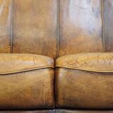 Vintage sheep leather 2 seater sofa with patina