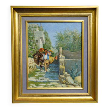 A. Di Carlo – Mediterranean Animated Scene – Oil on Panel