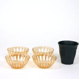 Set of 4 round cups in rosé and pearly glass