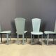 Postmodern green leather dining chairs, 1980s