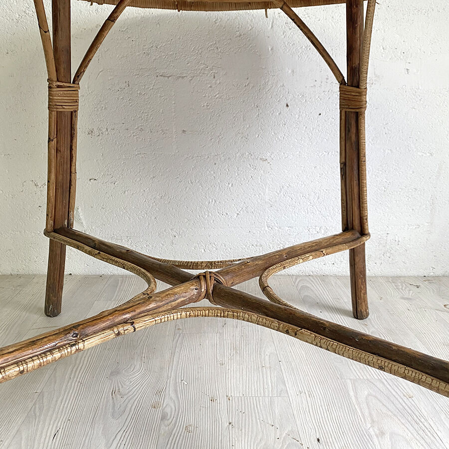 60's vintage rattan garden table